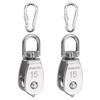 Yandong M15 Stainless Steel Pulley, 35kg Load Capacity, Small Rope Pulley, SUS304, for Cargo Transport, Swivel Type, with Carabiner (Set of 2)