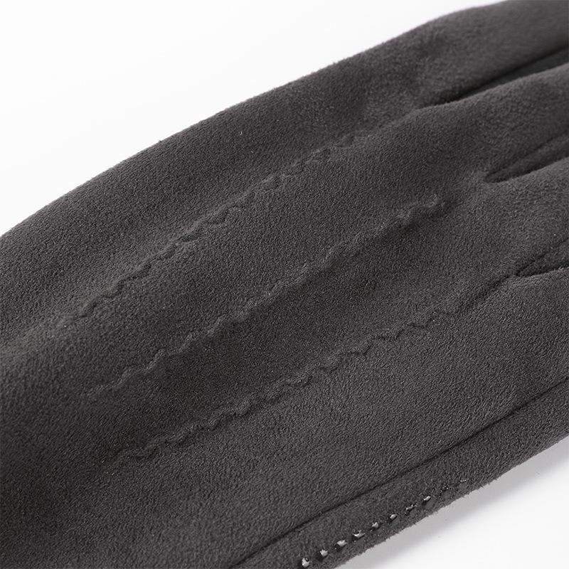 Warm Gloves for Men's Suede Plus Velvet Warm and Non Slip Fashion Cycling and Driving Sports Autumn and Winter Touch Screen Gloves