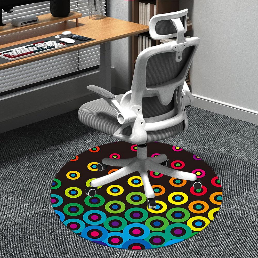 

1pc Colorful Circles Chair Carpet for Office, Non-slip, Soft and Durable Office Rug for Interior Decoration, Perfect for Office yy260313055 80cm by 80cm