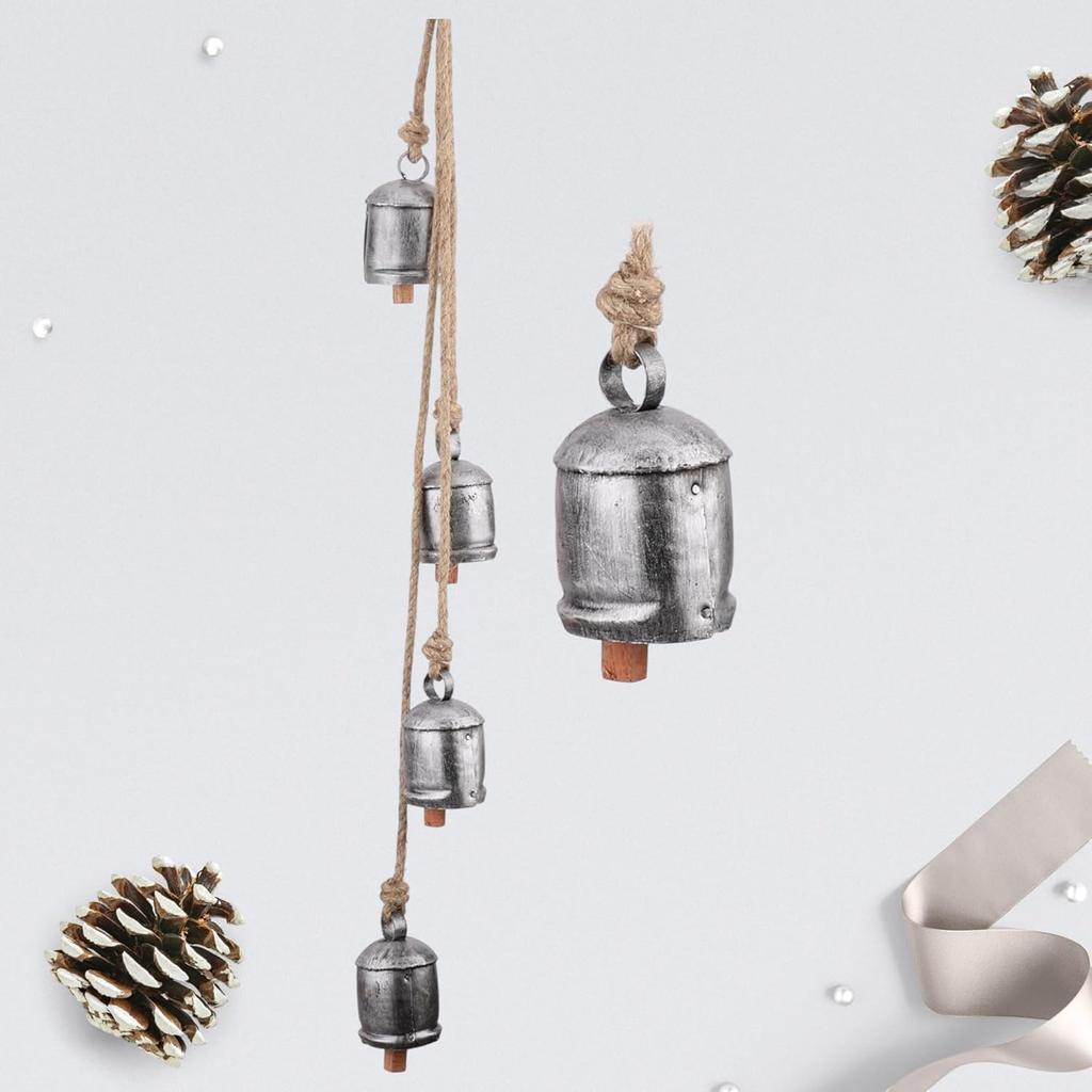 Handmade 36 Inch Rustic Iron Bells Wind Chime with Jute Rope for Outdoor Garden Decor and Farmhouse Wall Hanging