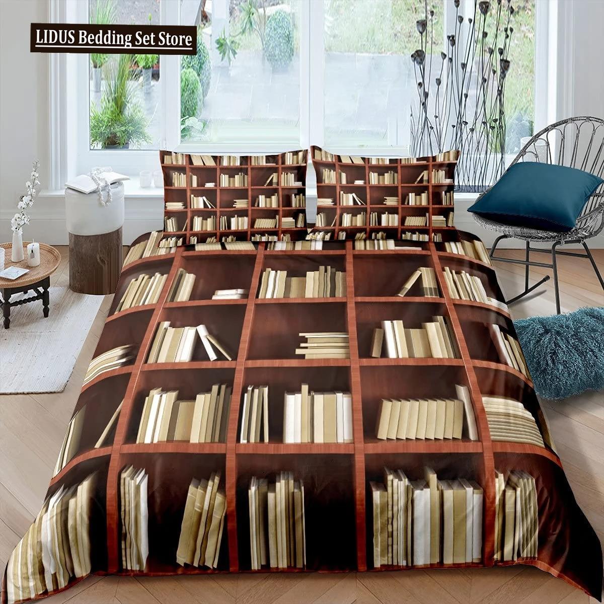 

Books Lovers Gift Duvet Cover Collection Full SizeReaders And Literary Lover Bedding CollectionsVintage Librarians Bookshelf Comforter Cover EU Single 135x200cm