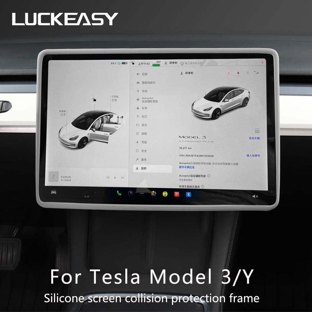 Pro Tesla Model 3 Y Autopříslušenství Centrální ovládání Navigace Obrazovka Silikonový ochranný rám Tvrzená fólie Ochranný kryt