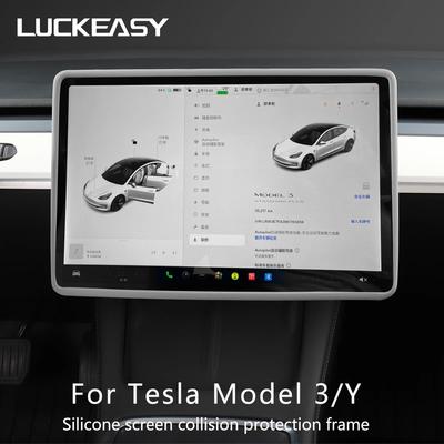 Voor Tesla Model 3 Y Auto Accessoires Centrale Bediening Navigatiescherm Siliconen Beschermframe Gehard Glas Beschermhoes