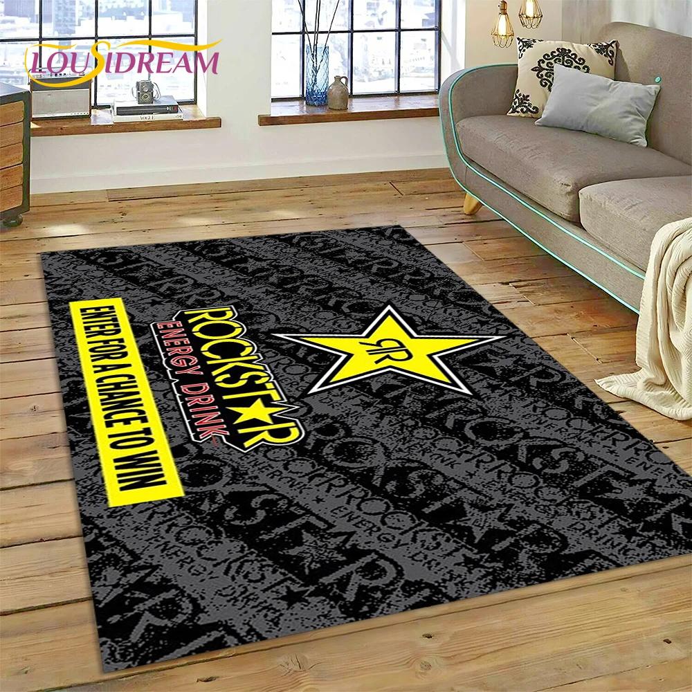 3D Rockstar Energy Logo Sport Carpet Rug for Bedroom Living Room Home Sofa Decoration,Children Game Large Decor Floor Mat Gift