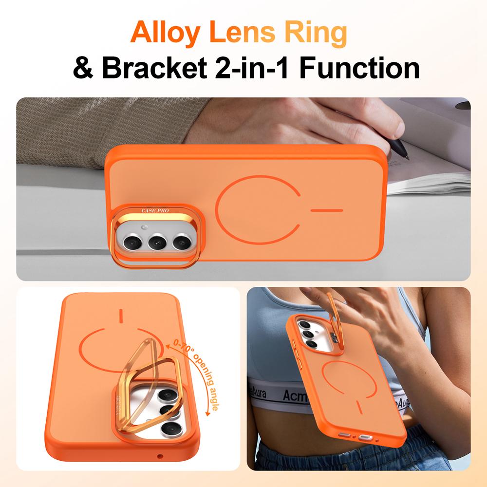 KEYSION Matte Skin Feel Lens Stand Phone Case for Samsung A54 5G A34 A14 4G 5G Magnetic Shockproof Back Cover for Galaxy A04S