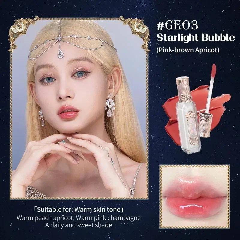 Flower Knows Moonlight Mermaid Clear Lip Gloss Collection Gemstone Lip Glaze Nourishing Mirror Lip Plumber Gloss Makeup 3.5ML