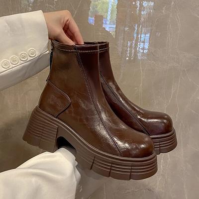 High Heels Ankle Boots Women Designer Platform Shoes  New Winter Chelsea Boots Walking Retro Trend Fashion Mujer Snow Botas