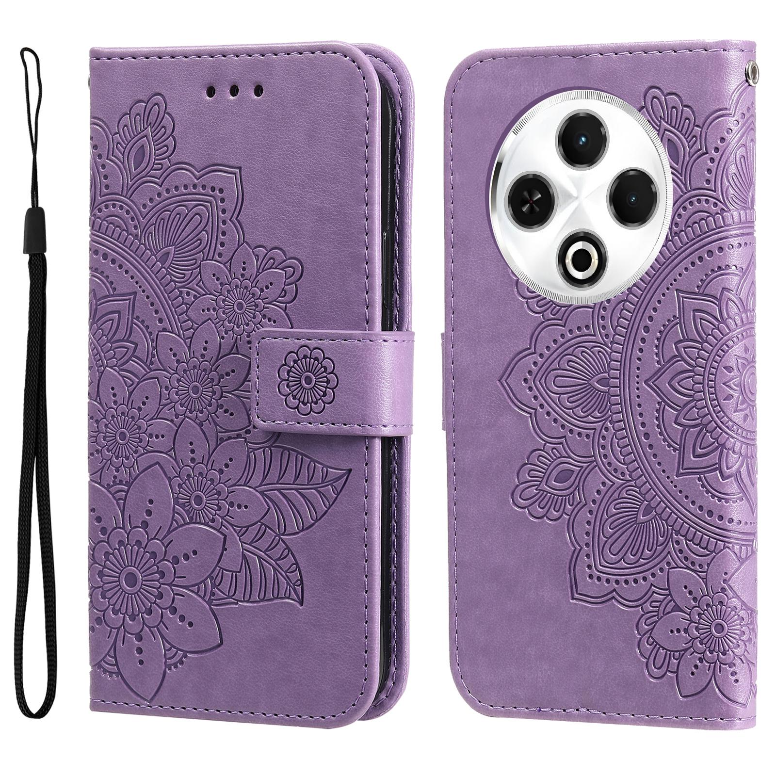 

For TECNO Spark 30 4G Case Floral Pattern PU Leather Wallet Stand Phone Cover Purple