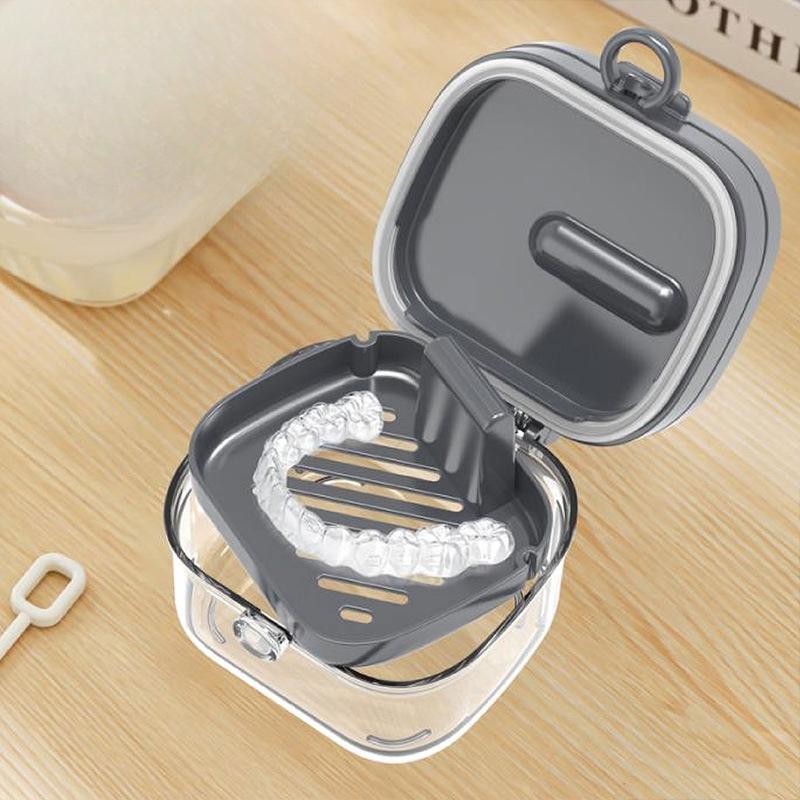 Multi-functional Dental Crown Cleaning Box, Portable Denture Cleaning and Soaking Box, Dental Crown Toothbrush Storage Box, Travel Storage Box