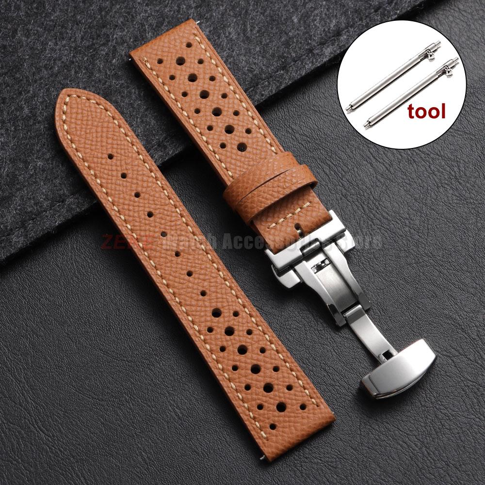 Vintage Handgefertigtes Leder Uhrenarmband 18mm 20mm 22mm für Seiko Atmungsaktives Poröses Rindsleder Uhrenarmband Faltschließe Armband Gürtel