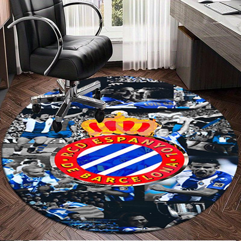 1PC Football Espanyol Design Round Rug for Livingroom,Bedroom, Palyroom, Chair Rug, Area rug, Circle Carpet, Large Size Fan Christmas gift