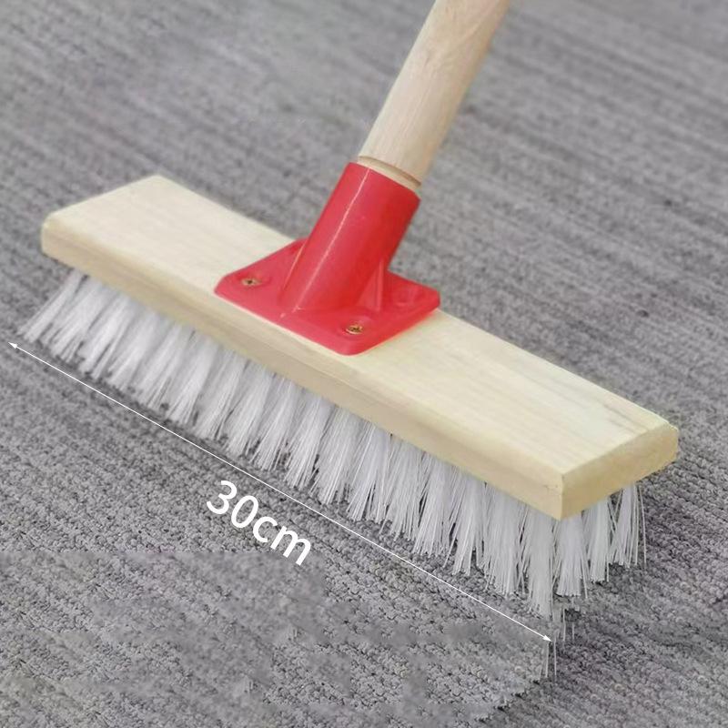 Solid Wood Long Handle Stiff Bristle Floor Brush for Bathroom & Kitchen Tile Grout and Cement Cleaning.