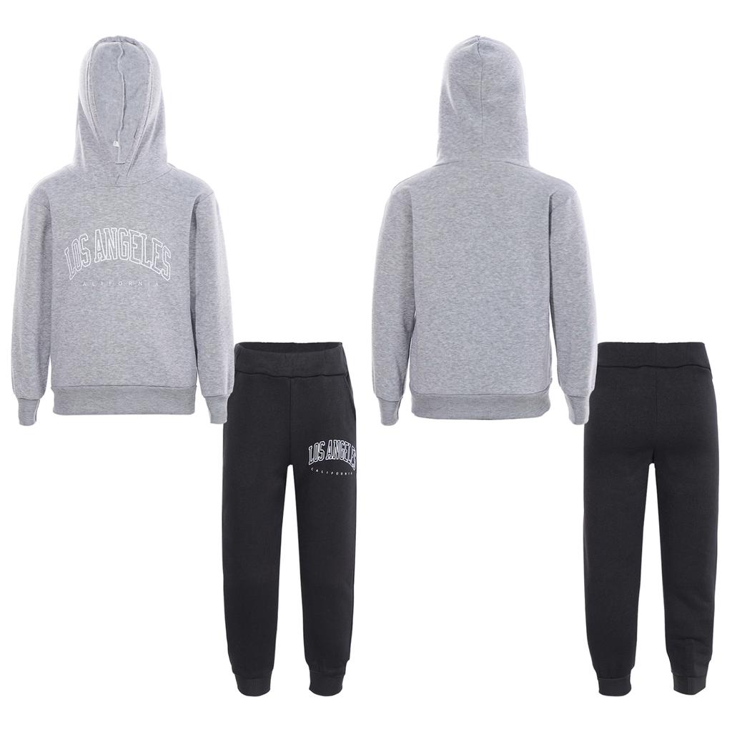 Costume de Sport pour enfants, garçons et filles, lettre imprimée, survêtement, pull à manches longues, sweat-shirt à capuche et pantalon, ensemble deux pièces