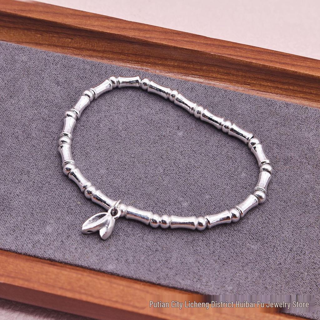 999 Sterling Silver Bamboo Joint Bracelet - Essential Niche Design for Little Fairies