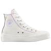Converse Chuck Taylor All Star Lift Platform High Scalloped Edges Embroidered Flowers Women Sneakers White Vintage-White Violet-Heat A13528C