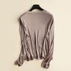 New Women's Silk Long-Sleeve Round Neck T-Shirt - Loose Fit Korean Style for Autumn