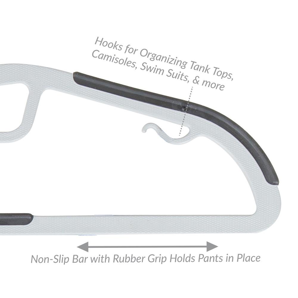 8 Pack S-Shape Non Slip Plastic Shirt Hanger with Tie Bar In White