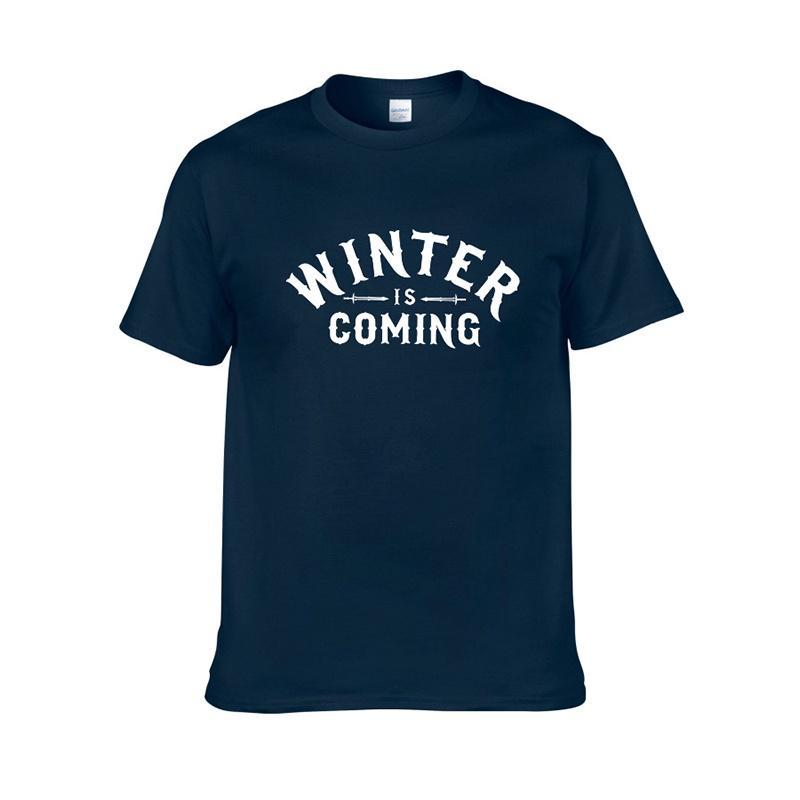 

Игра престолов Зима близко Мужская Женская Футболка с коротким рукавом Топы Футболка L тёмно-синий