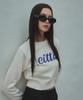 CITTA Chain Stitch Logo Round Semi-Crop Knit_Ctk202 (White)