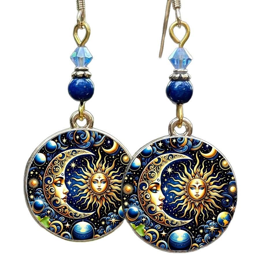 Ethereal Moon And Star Geometric Earrings Handmade For Women Summer Jewelry Accessory