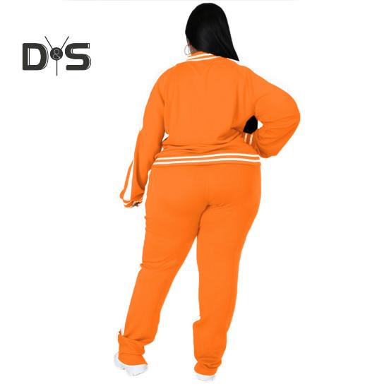 2-teiliges Jogginganzug-Set für Damen in Übergröße, mit Reißverschluss, langärmelig, Trainingsanzug mit Hose, lockere Passform, Sport-Outfit für Jogger