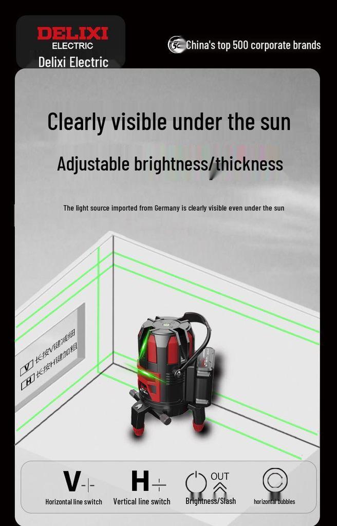 DELIXI Electric Outdoor High-Precision 5-Line Blue & Green Laser Level