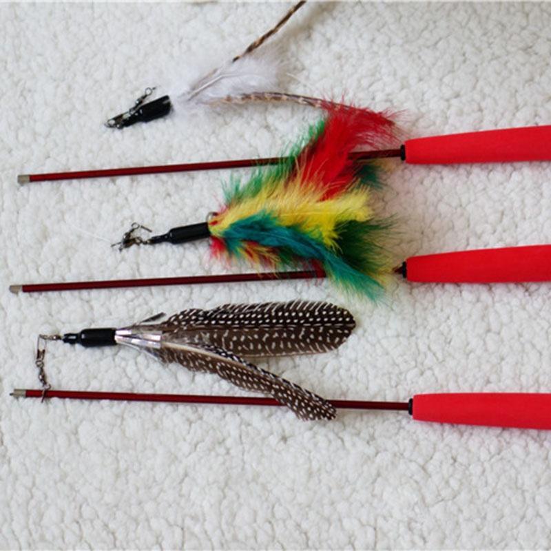 Bird Feather Wand Cat Toy Kitten Interactive Toy Teaser Wand Scalable Refills