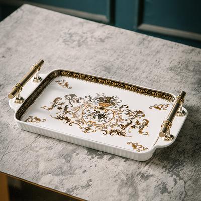 Ceramic Tray, Tea Tray, European Style Home Retro Rectangular Tray, Storage Ornament