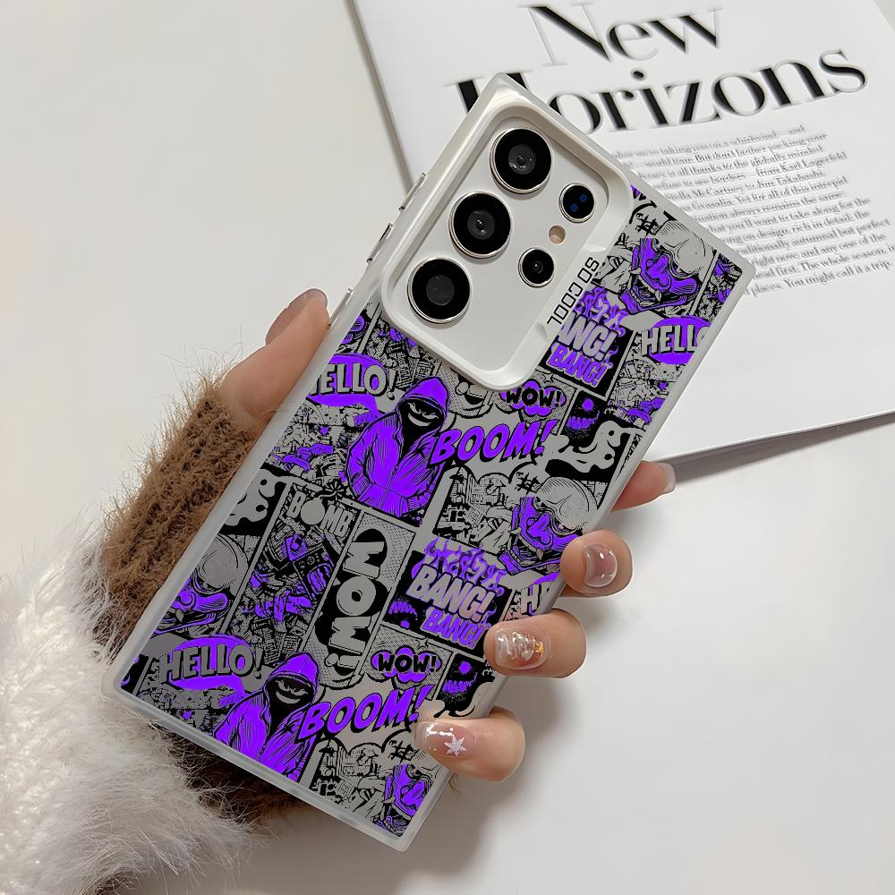 

Fashion Cartoon Graffiti Phone Case For Samsung Galaxy S25 Edge S24 S23 S22 S21 S20 Ultra Funda Silicone Silver Cover Galaxy S22 Ultra 5G