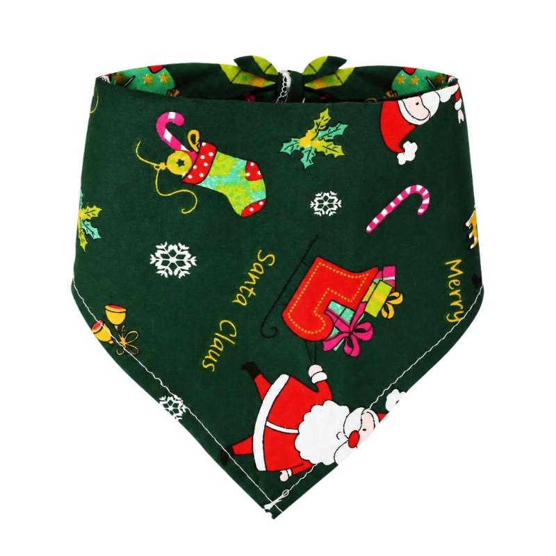 Holiday Pet Neckwear, Soft Christmas Neckerchief Cartoon Printed Dog Scarf Collar for Picture Days, Party Wear and Seasonal Style