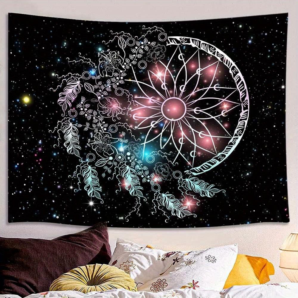 Colorful Dream Catcher Large Tapestry Dreamcatcher Feather Pink Galaxy Tapestry Wall Hanging Decor for Teen Bedroom Aesthetic
