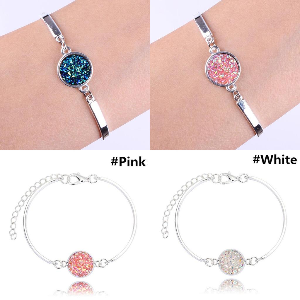 Elegant Druzy Vintage Natural Geode Stone Jewelry Rhinestone Pave Druse Bracelets