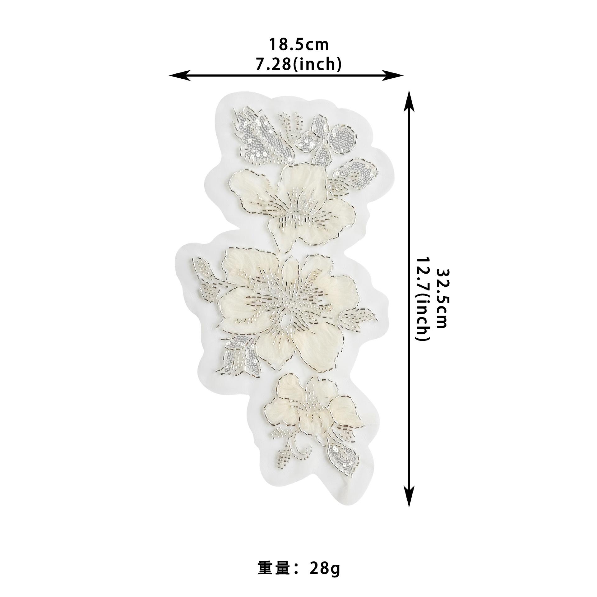 

Exquisite Mesh Bead Lace Three-Dimensional Flower Evening Dress Performance Dress Decoration Front Collar Cloth Sticker Accessories H3043 apricot