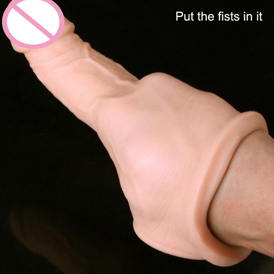 Wielokrotnego użytku Penis Sleeve Extender Realistyczny penis Cock Powiększalnik Prezerwatywy Opóźnienie przedłużenia Sex Zabawka dla mężczyzn