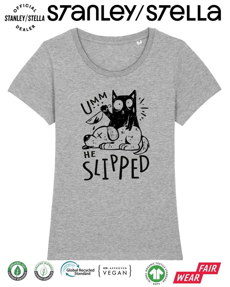 

Эмм Он Поскользнулся Смешная Футболка Кот Собака Женская Подарок для Питомца / Женская Футболка 2XL