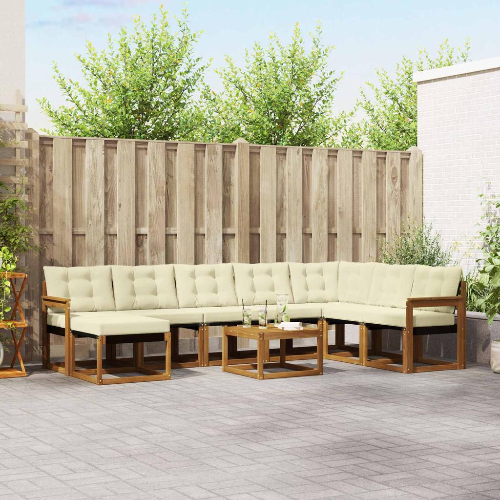 Outdoor Sofa Set with Cushions 9 Pcs Natural and Cream