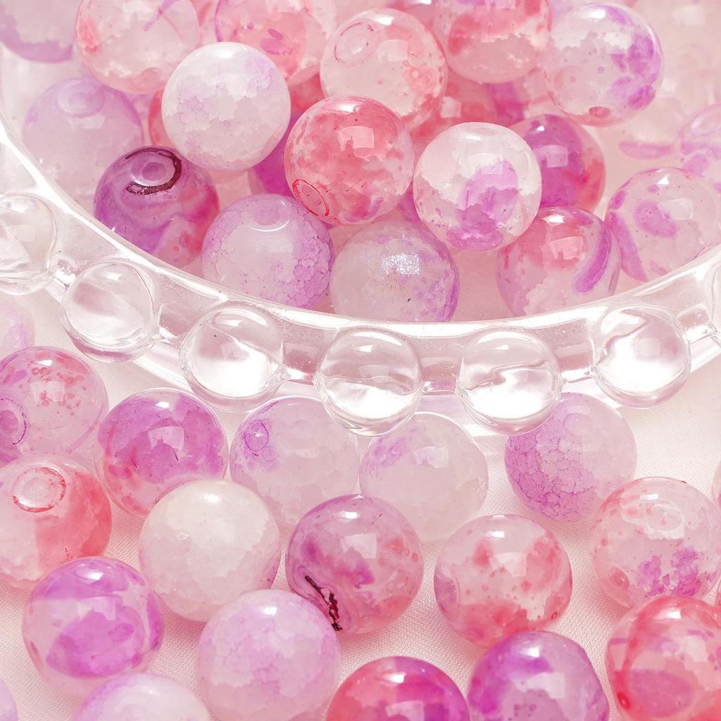 8-10mm Half-Sugar Bubble Glass Bead Bracelet - Handmade Round Loose Beads for Jewelry Making