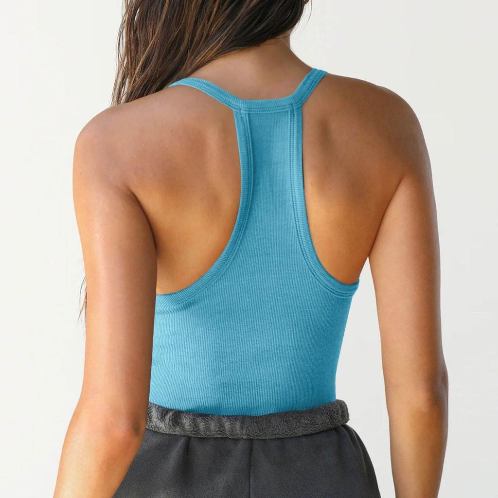 Spring Women's Super Soft Ribbed Knit Tank Top European American Sexy Slim Fitted Top Inner Layering Cami