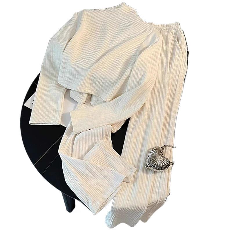 Fashionable Women's Autumn Outfit: Fragrance-Style Jacket & Casual Wide-Leg Pants Set