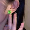 The New Fashion Four-leaf Clover Cat's Eye Stone Earrings Small Exquisite Earrings Temperament