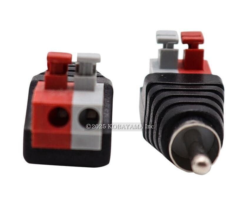 Haokiang Lautsprecher Phono Cinch Stecker auf 2 Schraubklemmenleiste Audio Video Federdruck Typ Balun Anschlussadapter (2er-Pack)