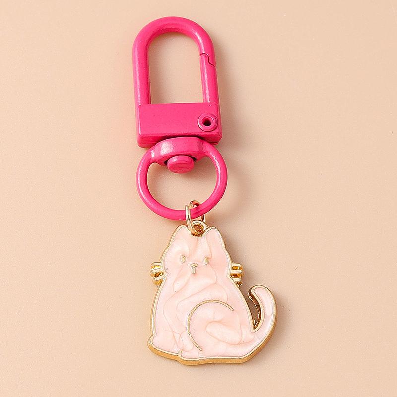 Cute Enamel Cat Key Chain Cartoon Animal Key Ring Pendants Key Holder Women Girls Handbag Accessories Jewelry Gifts