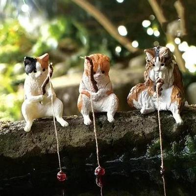 Fischkatzen-Ornamente Aquariumdekoration Fisch-Landschaftsbau Cartoon-Katzenstatue Mini-Harzfigur Heimdekorationen Miniaturen