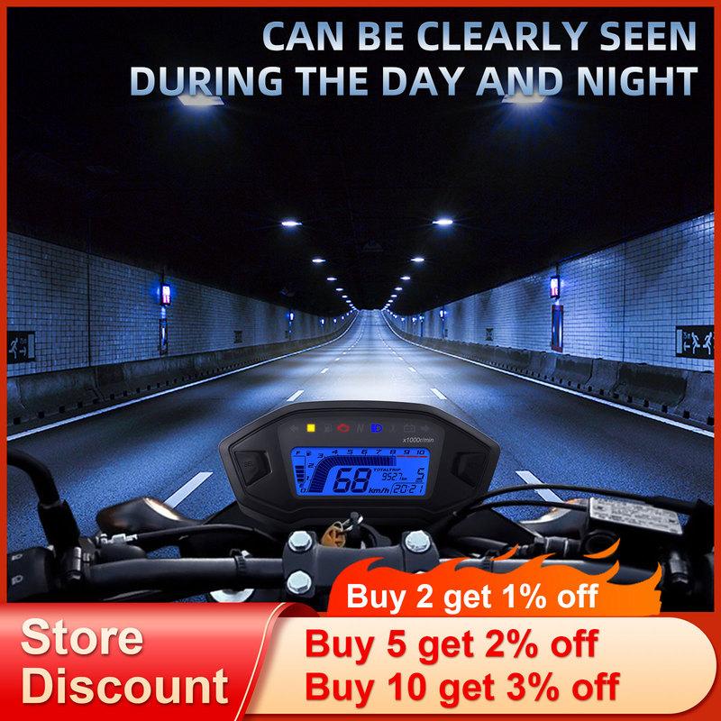 AD Motorcycle Instrument + Sensor Tachometer 10000 RPM Meter Dashboard Odometer KMH Speedometer With Alarm For KAWASAKI