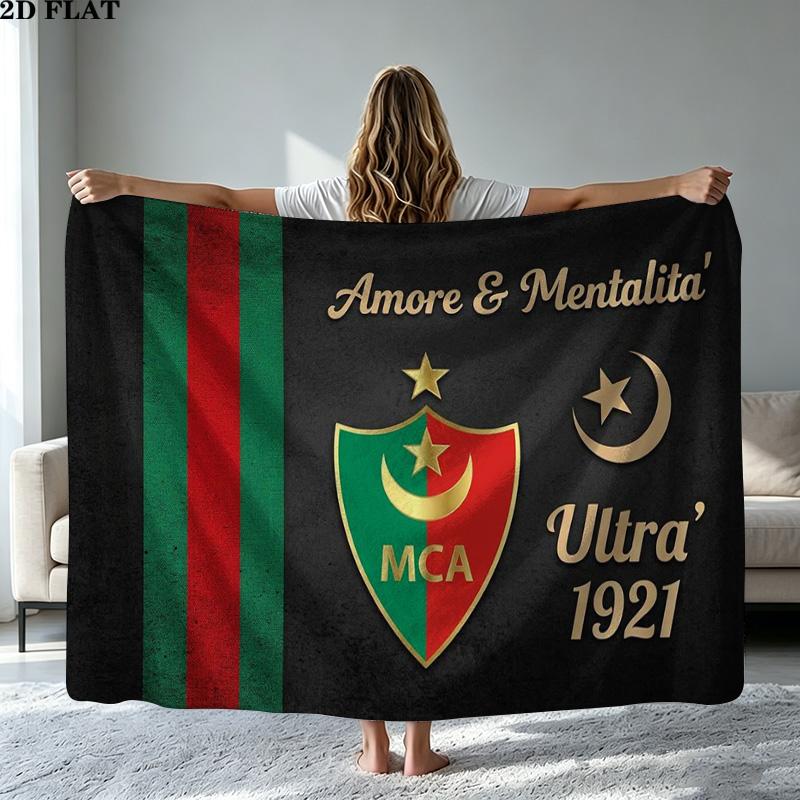 Mouloudia Club Alger MCA Print Flannel Blanket High Quality Warm Comfortable Cover for All Seasons Perfect for Gifts Home Decor