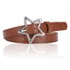 Hollow Star Buckle PU Leather Belt for Children, Thin Star Cutout Hole Waist Strap Decorative Belt for Jeans Dresses