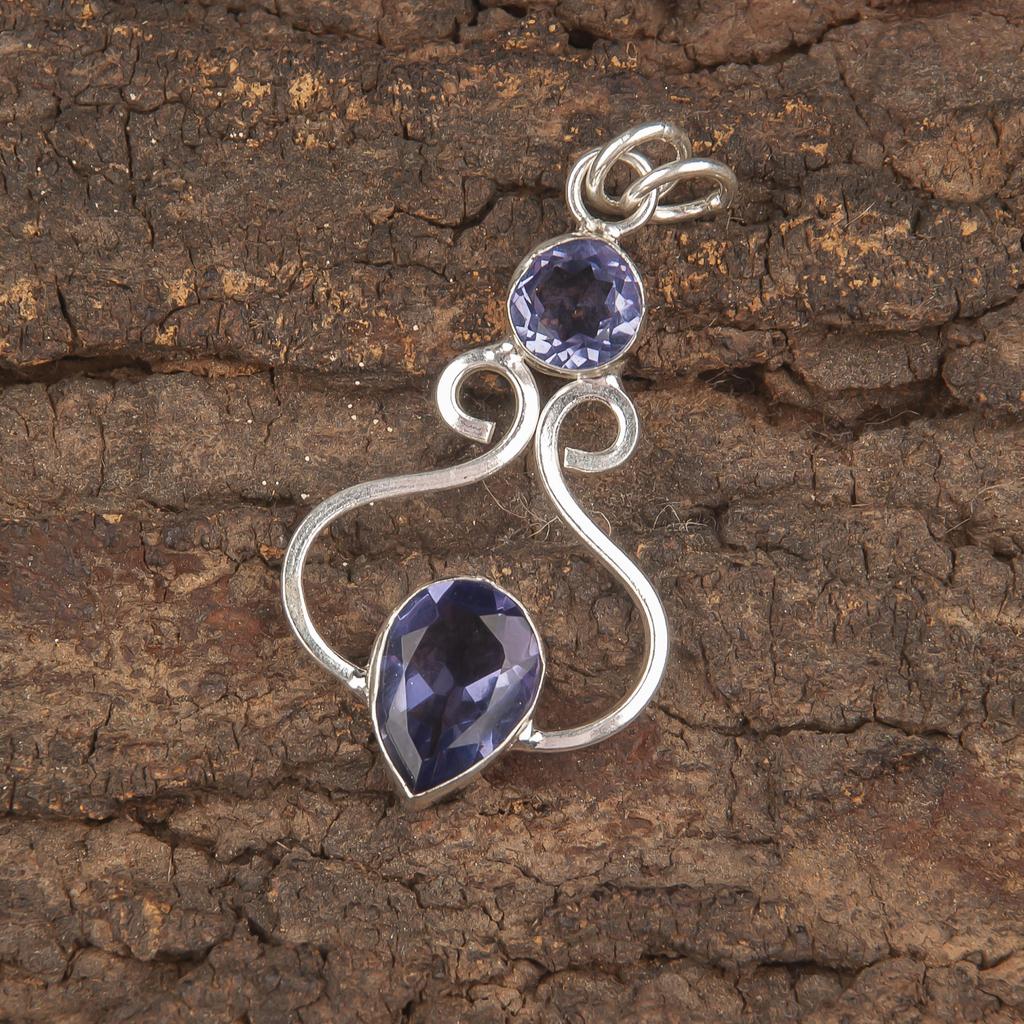 Iolite Pendant, 925 Solid Sterling Silver Pendant Handmade Gemstone Jewelry, Gifts For Wife Brand New Pendant