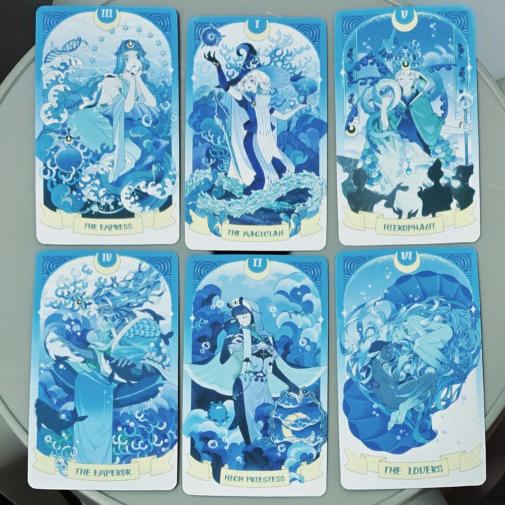 10.3*6cm Sea in Moonlight Tarot | New Moon Tarot Deck, 78 Cards, Underwater Mermaid Art Tarot, Classic Rider Waite System