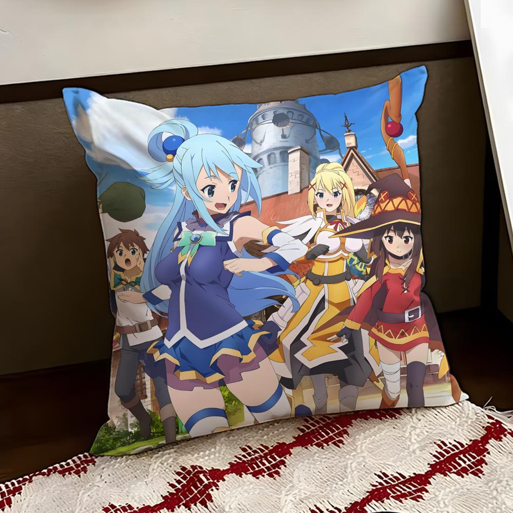 Anime IIsekai QQuartet Cushion Cover Reversible Soft Durable Pillow Cover Home  Car MultiScene Use for Daily Comfort