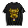Golden Mythical Beast Head Print Trendy Casual Short Sleeve T-Shirt Pure Cotton T-shirt